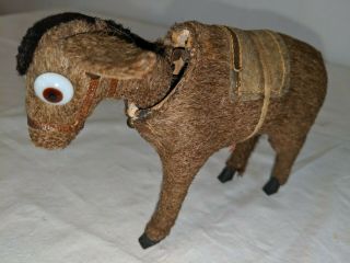 Antique Germany Mohair Nodder Donkey Candy Container? Paper Mache Glass Eyes 2