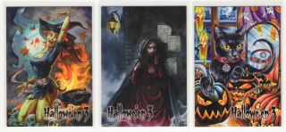 2018 Perna Studios Halloween 3 The Witching Hour - Complete 3 Promo Card Set
