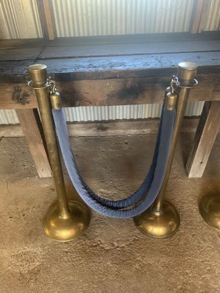 Vintage Brass Lawrence Theater Crowd Control Posts Poles Valor Ropes Stanchions 3