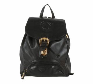 Authentic Gianni Versace Vintage Black Leather Backpack