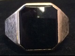 Vintage Mens Black Onyx Ring 10k Yellow Gold Size 8.  5