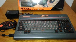 Panasonic Msx2 Fs - A1 Mk Ii 2 Game Console Vintage W/gamepad Ac Box Ex,