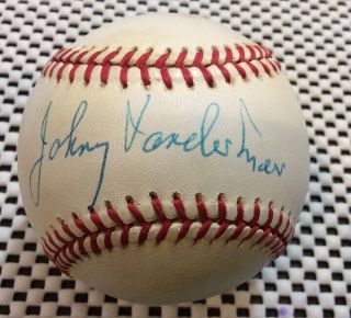 Johnny Vander Meer Single Signed Baseball Reds Cubs Indians