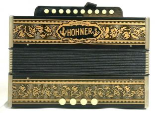 Hohner 10 Button & 4 Base Vintage Accordion Marca Registrada Made In Germany