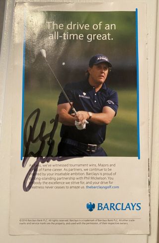 Phil Mickelson Autographed Program Single Page Signed Auto