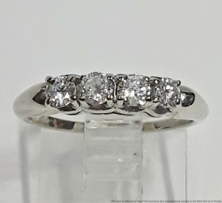 Vintage 1950s Fine Diamond Approx 0.  40ctw 14k White Gold Blue Ridge Band Ring