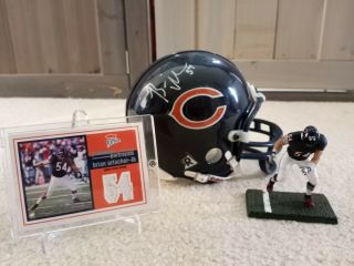 Brian Urlacher Chicago Bears Autographed Mini Helmet,  Mcfarlane & Jersey Card