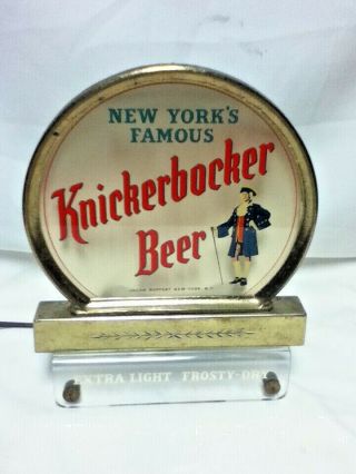 Knickerbocker Beer Sign Reverse Painted Glass Rog Register Topper Light Vintage