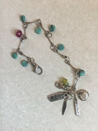 Jes Maharry Vintage Charm Bracelet with Turquoise / STUNNING 3