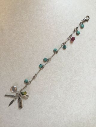 Jes Maharry Vintage Charm Bracelet with Turquoise / STUNNING 5