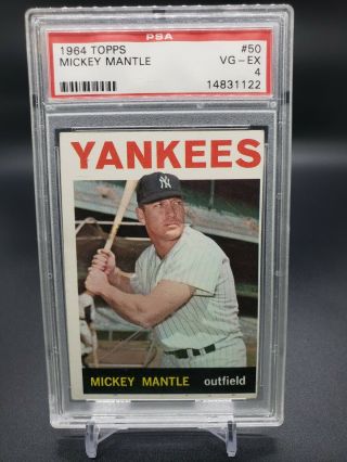 1964 Topps 50 Mickey Mantle Yankees Psa 4 Vg - Ex Vintage