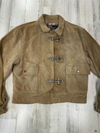 Vintage Polo Ralph Lauren Suede Fireman Clasp Leather Jacket Size M