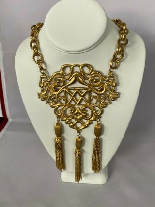Vintage Judith Leiber Haute Couture Gold Tone Statement Necklace