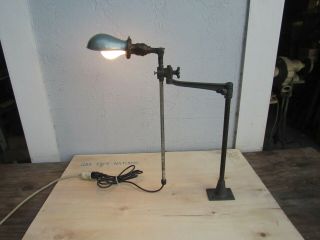 Vintage Industrial O.  C.  White Adjustable Arm Table/wall Light Hubbell Shade Usa