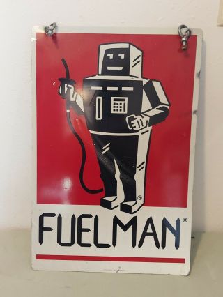 Vintage 24 X 16 Fuelman Gas Station Oil Metal Sign Double Sided Store Display
