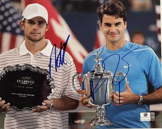 Roger Federer And Andy Roderick Signed 2006 Us Open 8x10 Photo Autographed