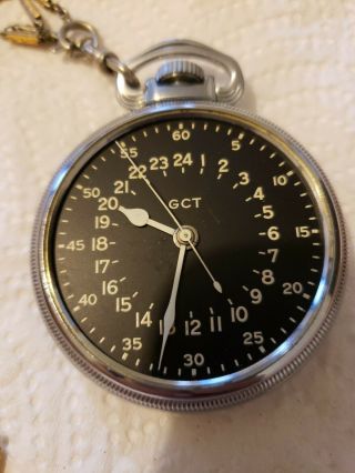 VINTAGE RARE WWII WW2 HAMILTON AN - 5740 - 1 G.  C.  T.  22 JEWELS OPEN FACE POCKET WATCH 2