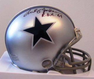 Lee Roy Jordan Signed Throwback Dallas Cowboys Mini Helmet Ring Of Honor Inscrpt