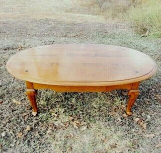 Ethan Allen Heirloom Oval Coffee Table 10 - 8031 Maple Nutmeg 46x28x16 Vintage