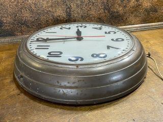 Vintage Large GENERAL ELECTRIC WALL CLOCK School Industrial Lighted w Glass Face 6