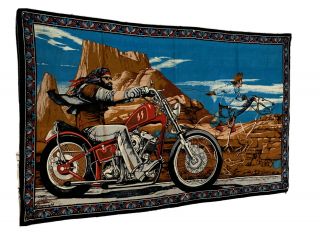 Vintage David Mann Easy Rider Ghost Rider Tapestry /