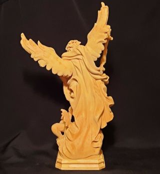 9.  5 EDGAR SCHWER saint michael statue vtg wood carving Oberammergau dragon sword 6