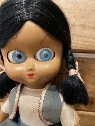 Vintage A.  D.  Sutton & Sons Doll Black Hair Dedo Blue Eyes Rare