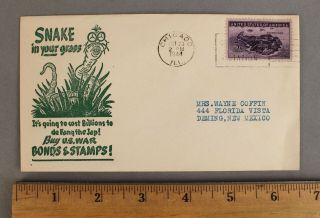 Rare 1944 Dr Seuss Wwii War - Bonds Jap Snake In Grass 1st Day Cover Envelope