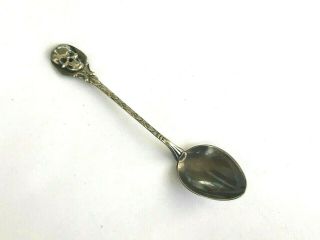 Vintage Antique Victorian Memento Mori Skull Solid Silver 800 Spoon
