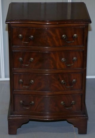 LOVELY SIZED FLAMED MAHOGANY VENEER SIDE TABLE BANK / CHEST OF DRAWERS CAMPAIGN 3