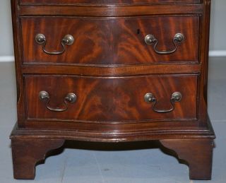 LOVELY SIZED FLAMED MAHOGANY VENEER SIDE TABLE BANK / CHEST OF DRAWERS CAMPAIGN 6