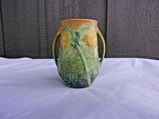 Vintage Roseville Pottery Sunflower Handled Vase,  1930 