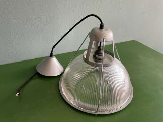 2 X Vintage Holophane Ceiling Lights Glass Metal Pat