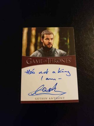 Game Of Thrones Iron Anniversary Gethin Anthony Inscription Autograph Auto