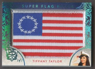 2019 Benchwarmer 25 Years Flag Patch Ice Blue Foil Tiffany Taylor 1/1