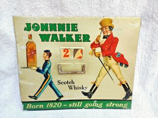 1950s Vintage Johnnie Walker Scotch Whisky Tin Advertising Calendar England Rare