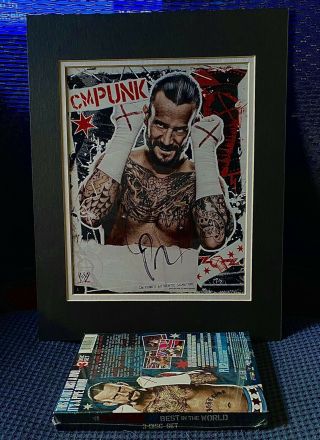 WWE Cm punk 8x10 authentic autograph FULL SIGNATURE - CM Punk 3 - disc set Combo 3