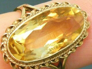 9ct Gold 7.  00ct Citrine Vintage Hallmarked Heavy Ring Size N