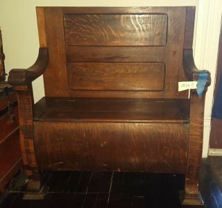Antique Deacon Monk Storage Bench