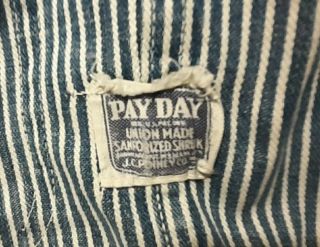 Vtg Payday Penney Sanforized Union Denim Railroad Stripe Chore Coat Work Jacket