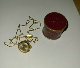 Vintage Bucherer Ladies Gold Swiss Ball Watch Pendant With Necklace