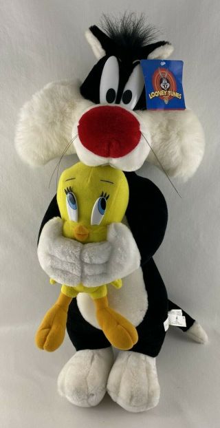 Vintage Wb Looney Tunes Large 26 " Tweety Bird & Sylvester Ace Novelty Plush Toy