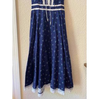 Gunne Sax 7 Jessica Mcclintock Vintage Navy Floral Cottage Core Lace Midi Dress 4