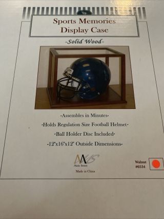Deluxe Full Size Football Helmet Display Case Solid Wood Walnut Frame 16/12/12”