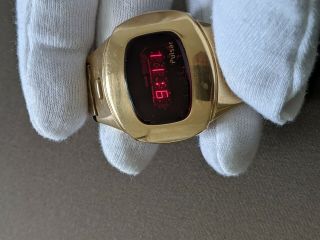 Vintage Gents Pulsar P4 Executive LED Digital 14K GF Watch plus Magnet 2