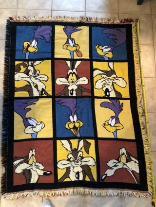 Rare Vintage Looney Tunes Wile E.  Coyote & Road Runner 57x44 Throw Blanket
