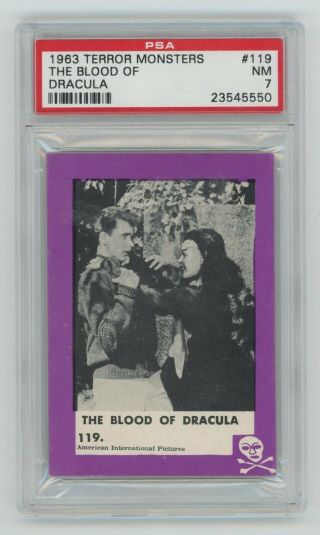 1963 Rosan Terror Monsters Series 119 The Blood Of Dracula Card Psa 7 Pop 1