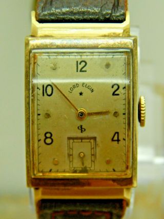 14k Solid Gold Vintage Art Deco Lord Elgin 21 Jewel Grade 559 Wrist Watch