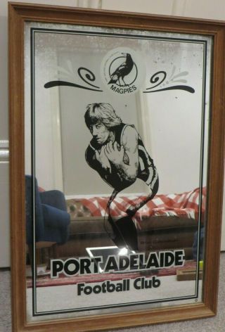 Brian Cunningham Sanfl Bar Mirror Port Adelaide Magpies Vintage