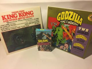 " King Kong Vs.  Godzilla " Vintage Vinyl Records And Vhs Rare Video Movie Grouping